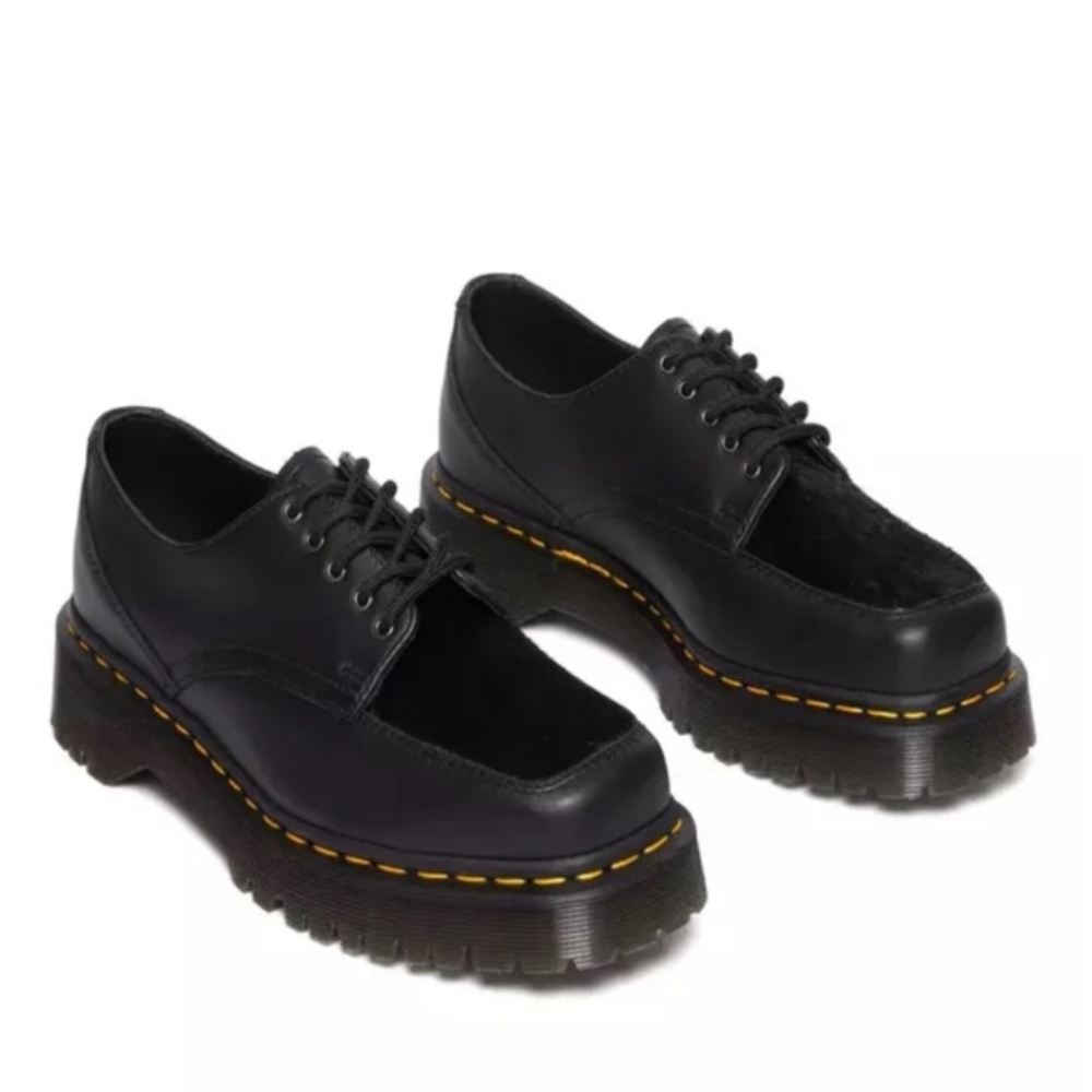 NWT Dr. Martens Black Leather Oxfords with Yellow Stitching